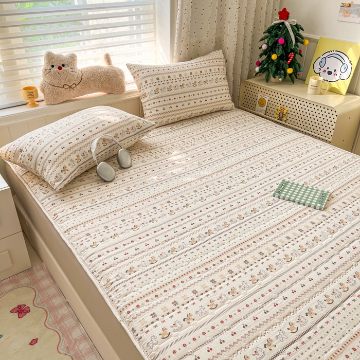 91家纺网 家纺一手货源 找家纺 赛丽雅 2026新款夹棉床笠三件套加厚床垫保护套 千禧马