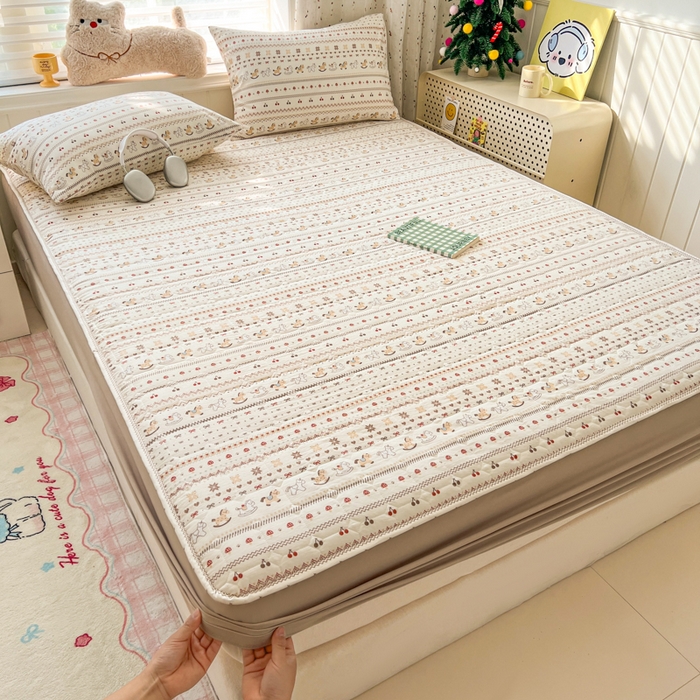 91家纺网 家纺一手货源 找家纺 赛丽雅 2026新款夹棉床笠三件套加厚床垫保护套 千禧马