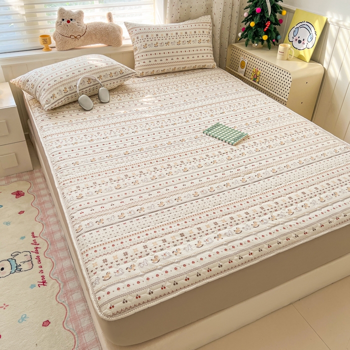 91家纺网 家纺一手货源 找家纺 赛丽雅 2026新款夹棉床笠三件套加厚床垫保护套 千禧马