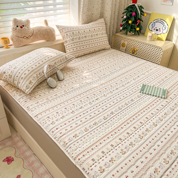 91家纺网 家纺一手货源 找家纺 赛丽雅 2026新款夹棉床笠三件套加厚床垫保护套 千禧马