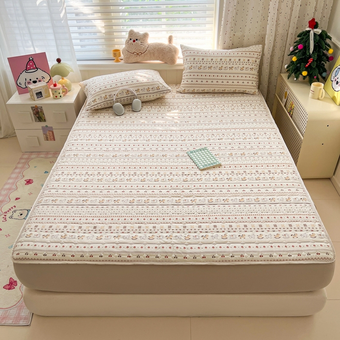 91家纺网 家纺一手货源 找家纺 赛丽雅 2026新款夹棉床笠三件套加厚床垫保护套 千禧马