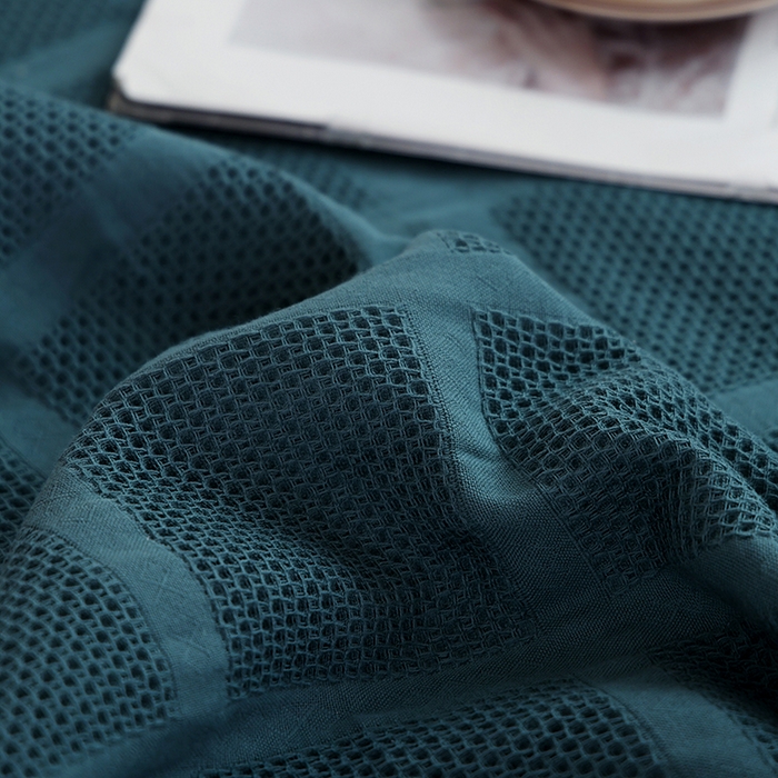 91家纺网 家纺一手货源 找家纺 朴尔家纺-毛巾被 2026新款全棉纯棉质朴方格风立体华夫格透气纱布毛巾被-朴尔经典款常年备货 方格华夫格-墨绿