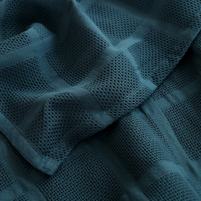 91家纺网 家纺一手货源 找家纺 朴尔家纺-毛巾被 2026新款全棉纯棉质朴方格风立体华夫格透气纱布毛巾被-朴尔经典款常年备货 方格华夫格-墨绿