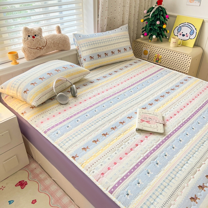 91家纺网 家纺一手货源 找家纺 赛丽雅 2026新款夹棉床笠三件套加厚床垫保护套 圣诞小马