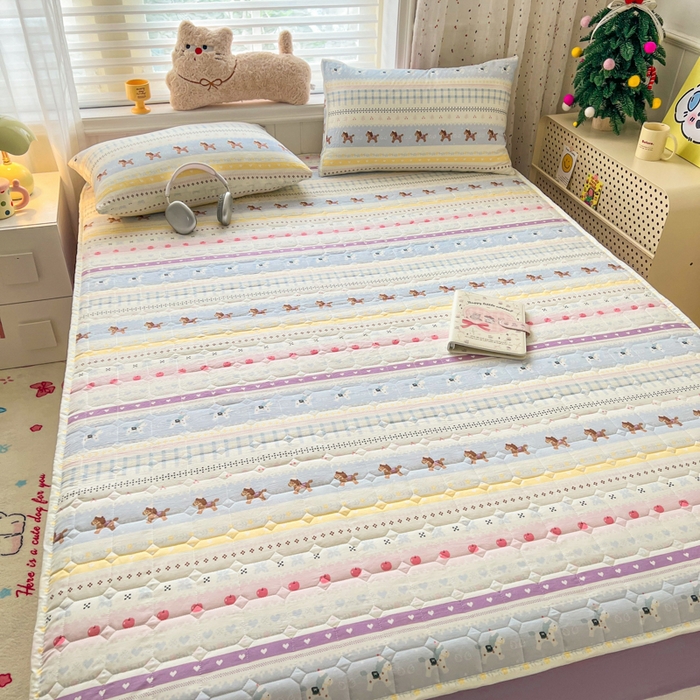 91家纺网 家纺一手货源 找家纺 赛丽雅 2026新款夹棉床笠三件套加厚床垫保护套 圣诞小马