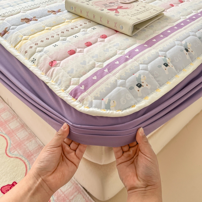 91家纺网 家纺一手货源 找家纺 赛丽雅 2026新款夹棉床笠三件套加厚床垫保护套 圣诞小马