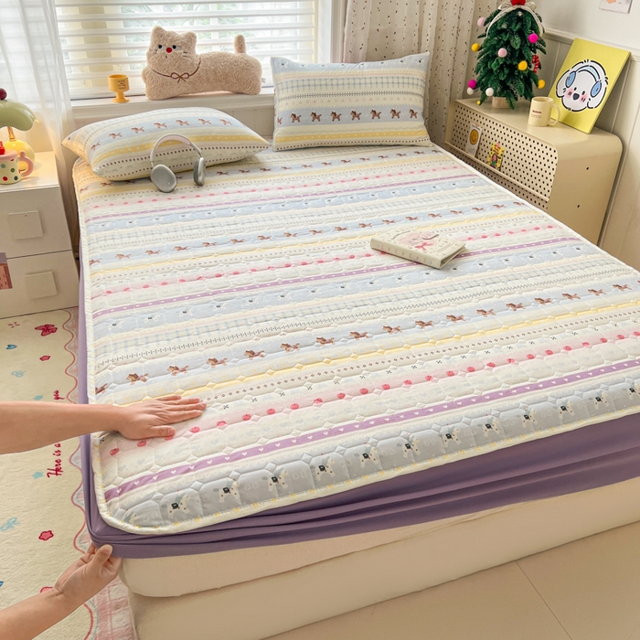 赛丽雅 2026新款夹棉床笠三件套加厚床垫保护套 圣诞小马