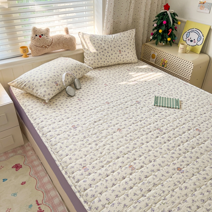 91家纺网 家纺一手货源 找家纺 赛丽雅 2026新款夹棉床笠三件套加厚床垫保护套 兔小姐