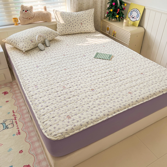 91家纺网 家纺一手货源 找家纺 赛丽雅 2026新款夹棉床笠三件套加厚床垫保护套 兔小姐