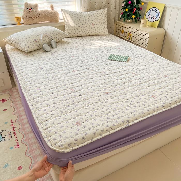 91家纺网 家纺一手货源 找家纺 赛丽雅 2026新款夹棉床笠三件套加厚床垫保护套 兔小姐