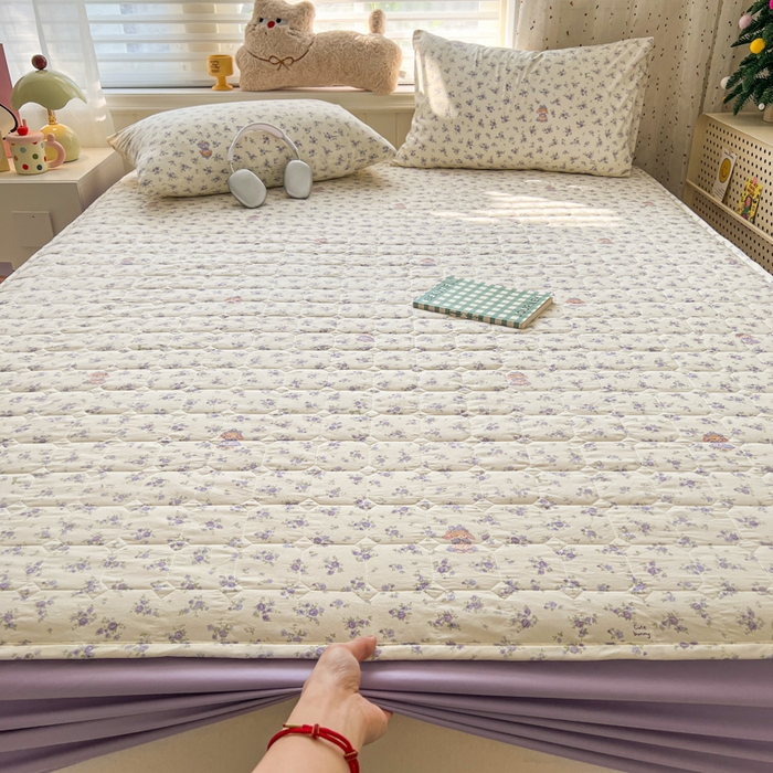 91家纺网 家纺一手货源 找家纺 赛丽雅 2026新款夹棉床笠三件套加厚床垫保护套 兔小姐