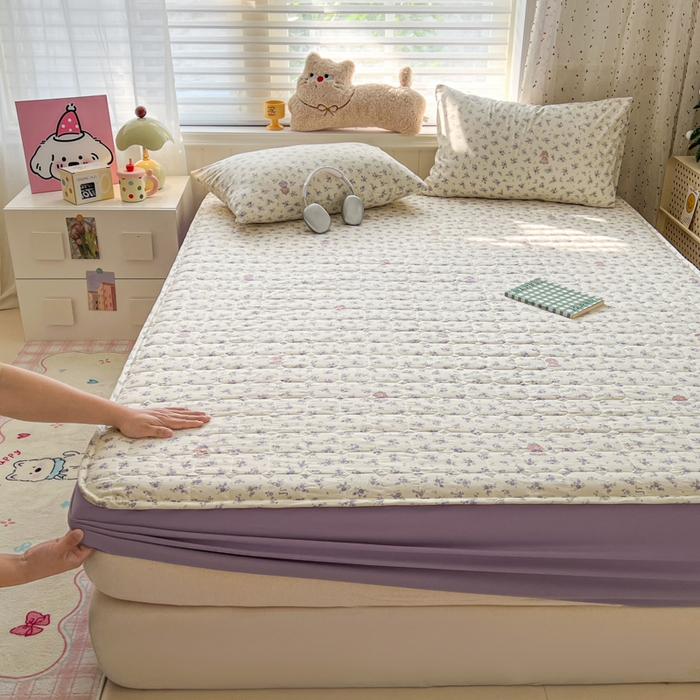 91家纺网 家纺一手货源 找家纺 赛丽雅 2026新款夹棉床笠三件套加厚床垫保护套 兔小姐