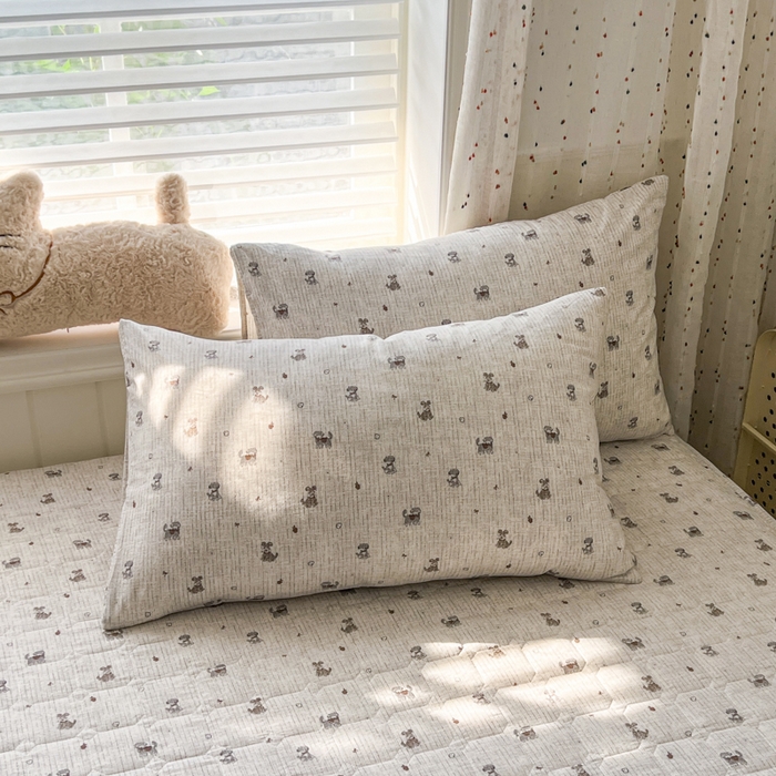 91家纺网 家纺一手货源 找家纺 赛丽雅 2026新款夹棉床笠三件套加厚床垫保护套 幸运狗狗