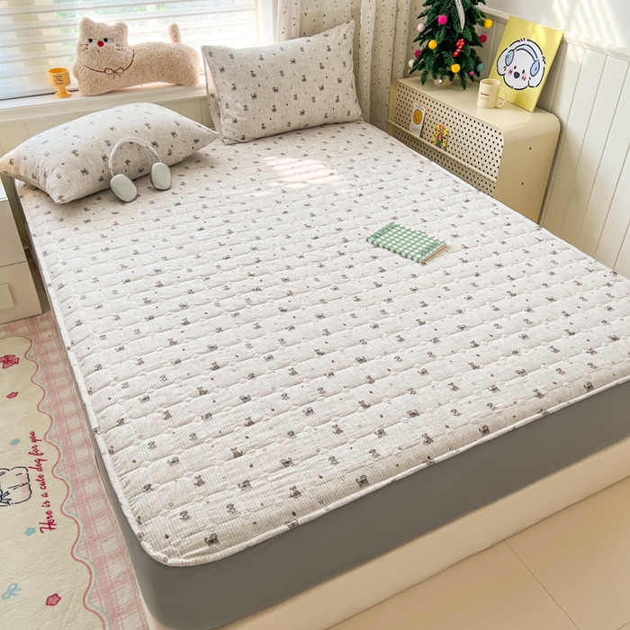 91家纺网 家纺一手货源 找家纺 赛丽雅 2026新款夹棉床笠三件套加厚床垫保护套 幸运狗狗