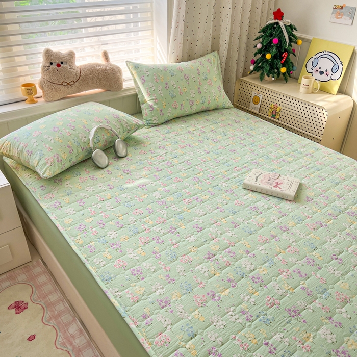 91家纺网 家纺一手货源 找家纺 赛丽雅 2026新款夹棉床笠三件套加厚床垫保护套 紫烟青花