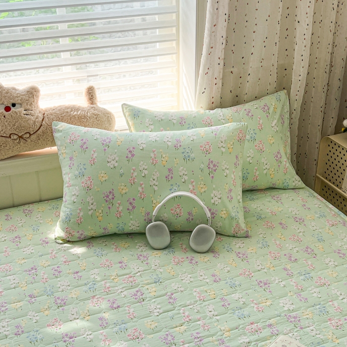 91家纺网 家纺一手货源 找家纺 赛丽雅 2026新款夹棉床笠三件套加厚床垫保护套 紫烟青花