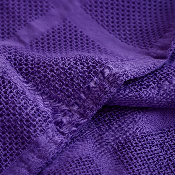 91家纺网 家纺一手货源 找家纺 朴尔家纺-毛巾被 2026新款全棉纯棉质朴方格风立体华夫格透气纱布毛巾被-朴尔经典款常年备货 方格华夫格-紫