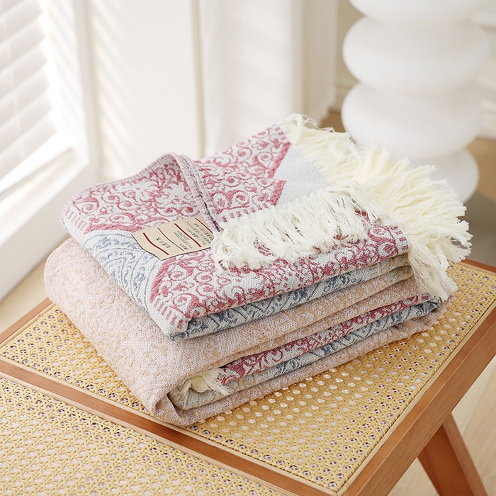 91家纺网 家纺一手货源 找家纺 （总）朴尔家纺-毛巾被 2026新款素臻风流苏花边全棉纯棉四层水洗纱布毛巾被-朴尔经典款常年备货