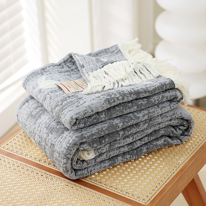 91家纺网 家纺一手货源 找家纺 （总）朴尔家纺-毛巾被 2026新款素臻风流苏花边全棉纯棉四层水洗纱布毛巾被-朴尔经典款常年备货