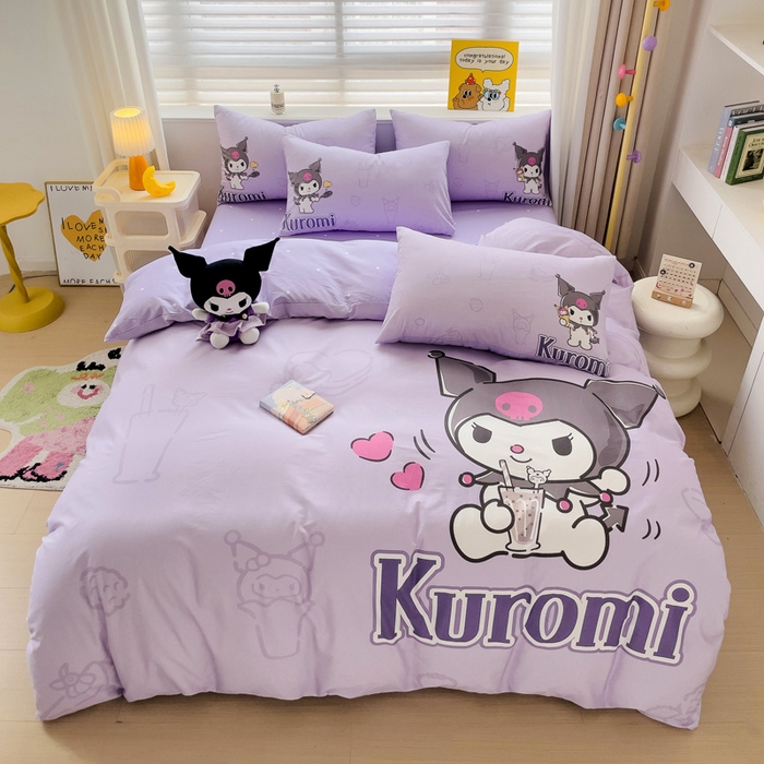 91家纺网 家纺一手货源 找家纺 朵希曼 2026新款正版授权全棉大版数码印花三丽鸥系列四件套 饮料