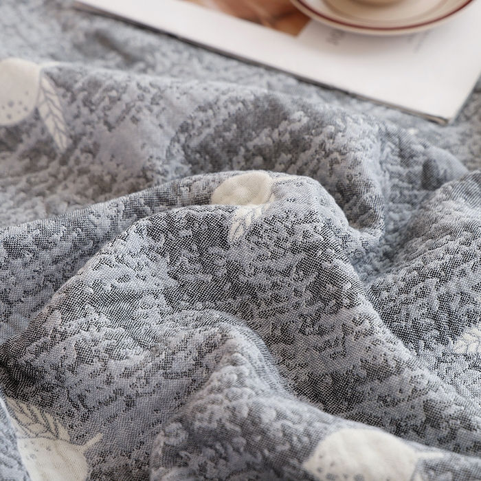 91家纺网 家纺一手货源 找家纺 朴尔家纺-毛巾被 2026新款素臻风流苏花边全棉纯棉四层水洗纱布毛巾被-朴尔经典款常年备货 柠香-灰