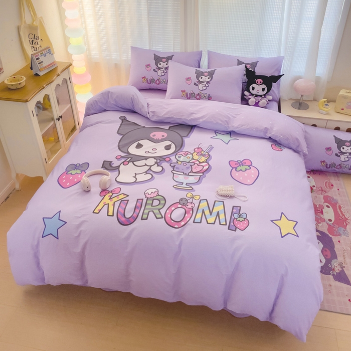 91家纺网 家纺一手货源 找家纺 朵希曼 2026新款正版授权全棉大版数码印花三丽鸥系列四件套 草莓库洛米