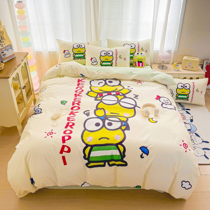 朵希曼 2026新款正版授权全棉大版数码印花三丽鸥系列四件套 大眼蛙兄弟