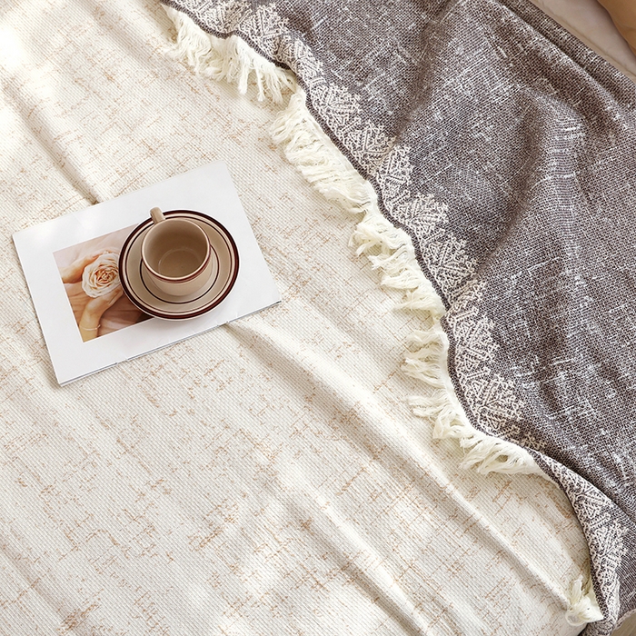 91家纺网 家纺一手货源 找家纺 朴尔家纺-毛巾被 2026新款素臻风流苏花边全棉纯棉四层水洗纱布毛巾被-朴尔经典款常年备货 浅梦-驼