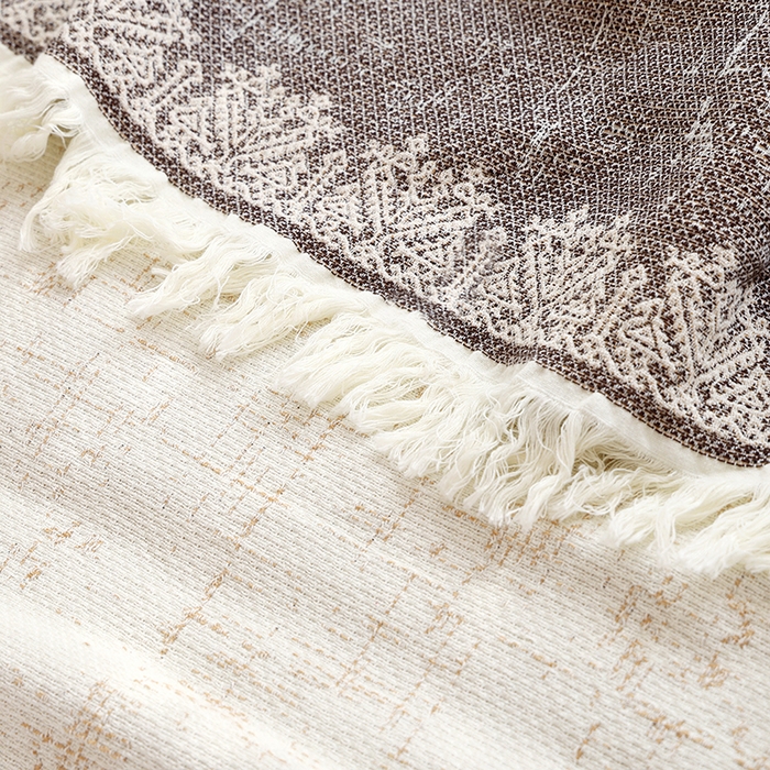 91家纺网 家纺一手货源 找家纺 朴尔家纺-毛巾被 2026新款素臻风流苏花边全棉纯棉四层水洗纱布毛巾被-朴尔经典款常年备货 浅梦-驼