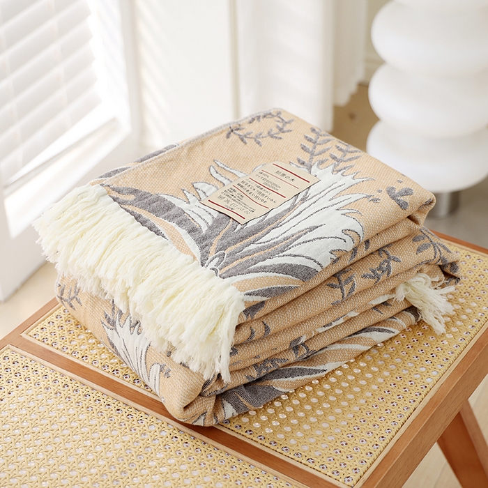 朴尔家纺-毛巾被 2026新款素臻风流苏花边全棉纯棉四层水洗纱布毛巾被-朴尔经典款常年备货 似锦