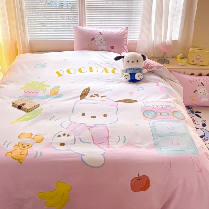 91家纺网 家纺一手货源 找家纺 朵希曼 2026新款正版授权全棉大版数码印花三丽鸥系列四件套 活力帕恰狗