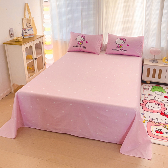 91家纺网 家纺一手货源 找家纺 朵希曼 2026新款正版授权全棉大版数码印花三丽鸥系列四件套 凯蒂宝贝