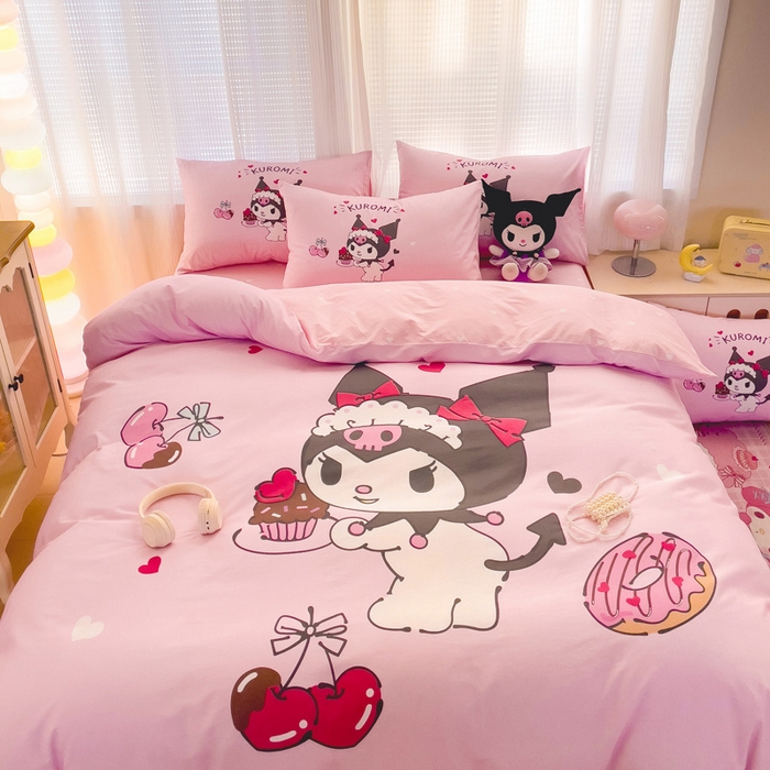 91家纺网 家纺一手货源 找家纺 朵希曼 2026新款正版授权全棉大版数码印花三丽鸥系列四件套 美味库洛米