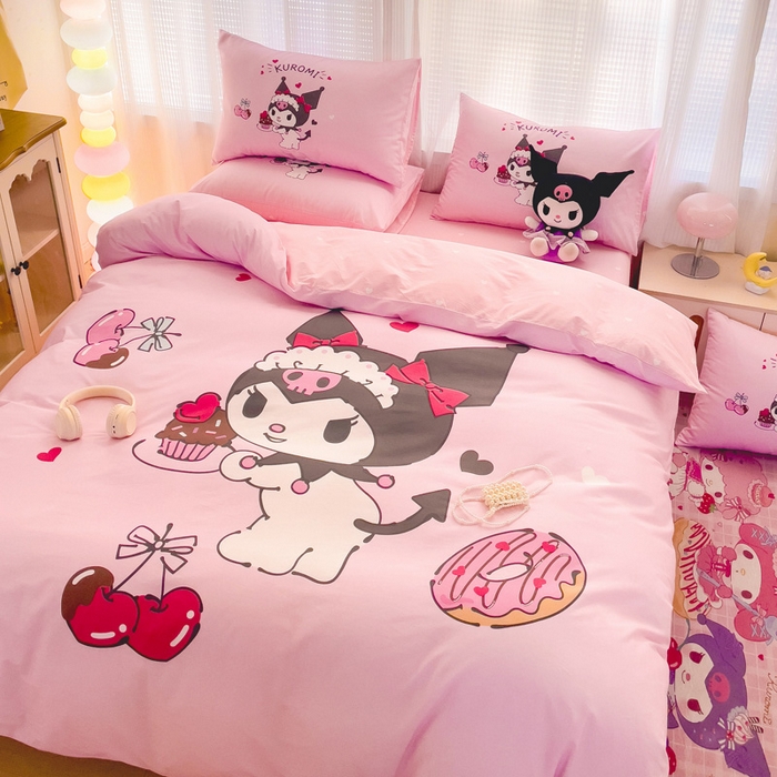 91家纺网 家纺一手货源 找家纺 朵希曼 2026新款正版授权全棉大版数码印花三丽鸥系列四件套 美味库洛米