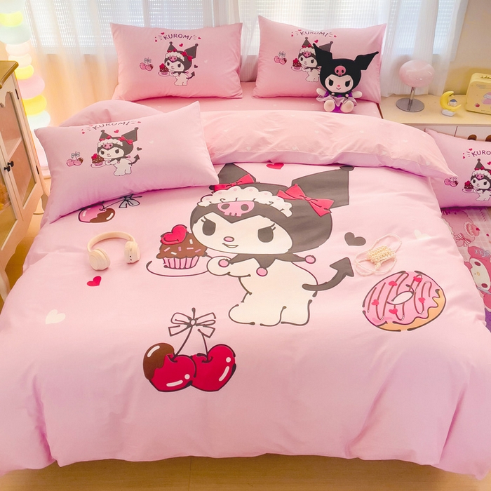 91家纺网 家纺一手货源 找家纺 朵希曼 2026新款正版授权全棉大版数码印花三丽鸥系列四件套 美味库洛米