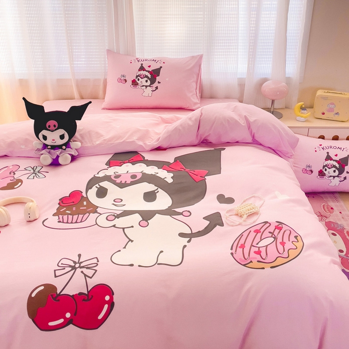 91家纺网 家纺一手货源 找家纺 朵希曼 2026新款正版授权全棉大版数码印花三丽鸥系列四件套 美味库洛米