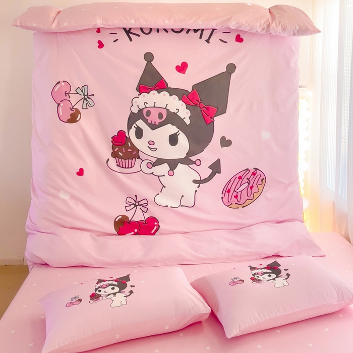 91家纺网 家纺一手货源 找家纺 朵希曼 2026新款正版授权全棉大版数码印花三丽鸥系列四件套 美味库洛米