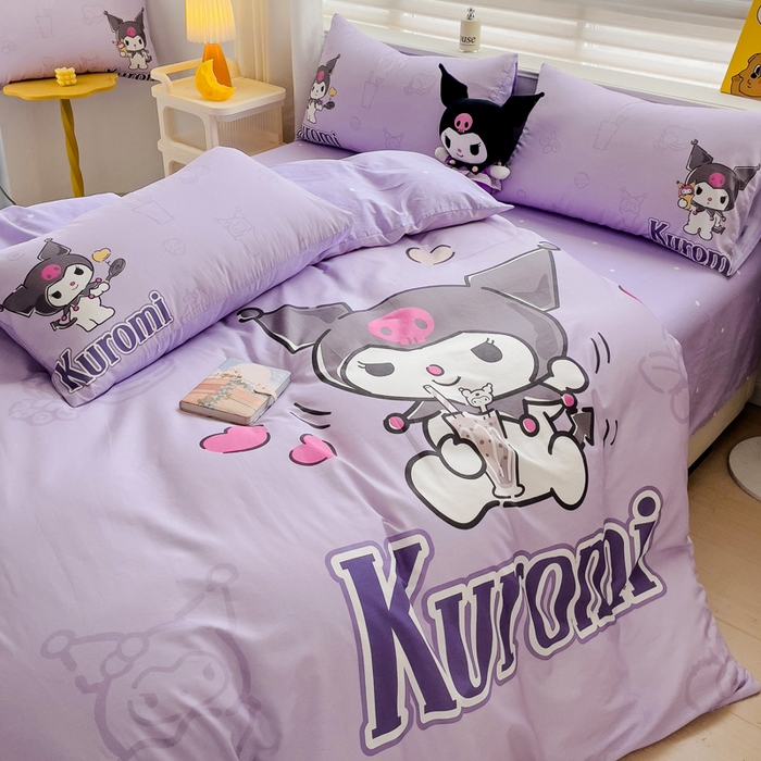 91家纺网 家纺一手货源 找家纺 朵希曼 2026新款正版授权全棉大版数码印花三丽鸥系列四件套 饮料