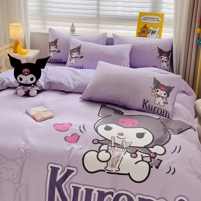 91家纺网 家纺一手货源 找家纺 朵希曼 2026新款正版授权全棉大版数码印花三丽鸥系列四件套 饮料