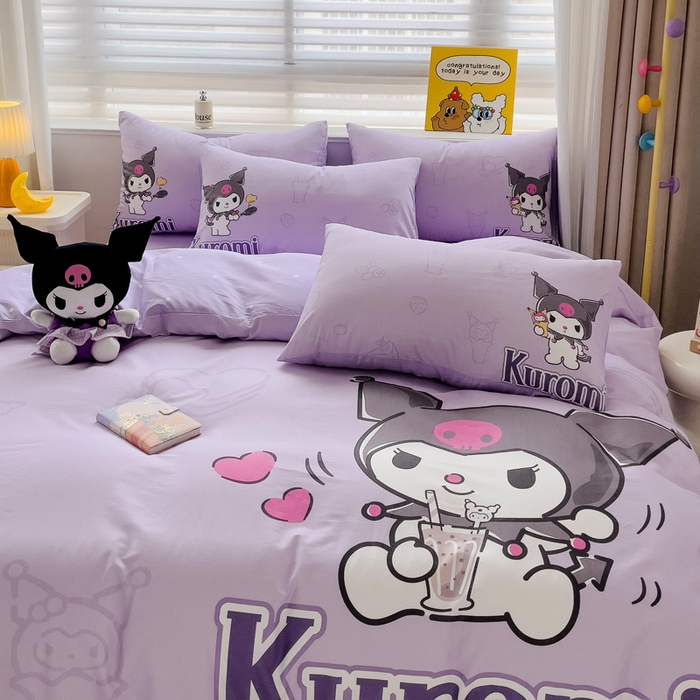 91家纺网 家纺一手货源 找家纺 朵希曼 2026新款正版授权全棉大版数码印花三丽鸥系列四件套 饮料