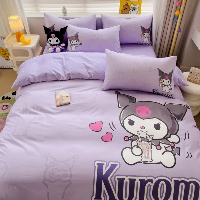 91家纺网 家纺一手货源 找家纺 朵希曼 2026新款正版授权全棉大版数码印花三丽鸥系列四件套 饮料