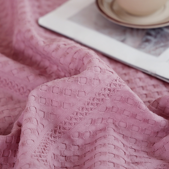 91家纺网 家纺一手货源 找家纺 朴尔家纺-毛巾被 2026新款全棉纯棉摩拉山峦风立体透气蜂窝华夫格纱布毛巾被-朴尔经典款常年备货 波浪华夫格-粉