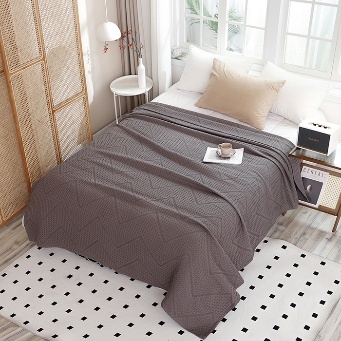 91家纺网 家纺一手货源 找家纺 朴尔家纺-毛巾被 2026新款全棉纯棉摩拉山峦风立体透气蜂窝华夫格纱布毛巾被-朴尔经典款常年备货 波浪华夫格-咖