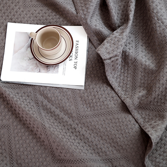 91家纺网 家纺一手货源 找家纺 朴尔家纺-毛巾被 2026新款全棉纯棉摩拉山峦风立体透气蜂窝华夫格纱布毛巾被-朴尔经典款常年备货 波浪华夫格-咖