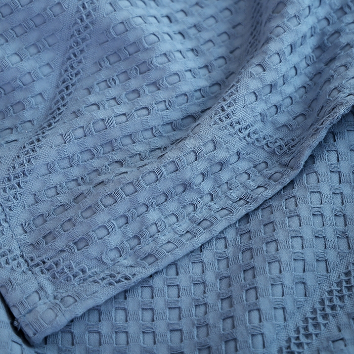91家纺网 家纺一手货源 找家纺 朴尔家纺-毛巾被 2026新款全棉纯棉摩拉山峦风立体透气蜂窝华夫格纱布毛巾被-朴尔经典款常年备货 波浪华夫格-深蓝