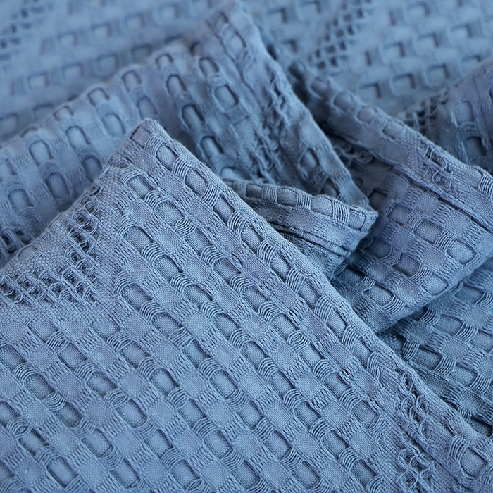 91家纺网 家纺一手货源 找家纺 朴尔家纺-毛巾被 2026新款全棉纯棉摩拉山峦风立体透气蜂窝华夫格纱布毛巾被-朴尔经典款常年备货 波浪华夫格-深蓝