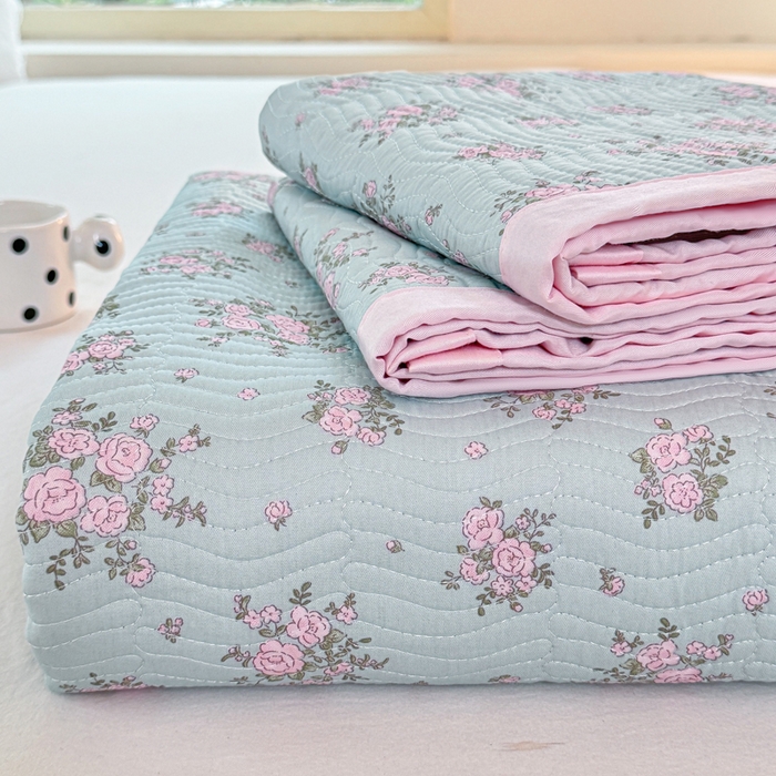 （总）满座家居 2026 新款莫代尔天丝床盖三件套小清新床盖（含手提包装）