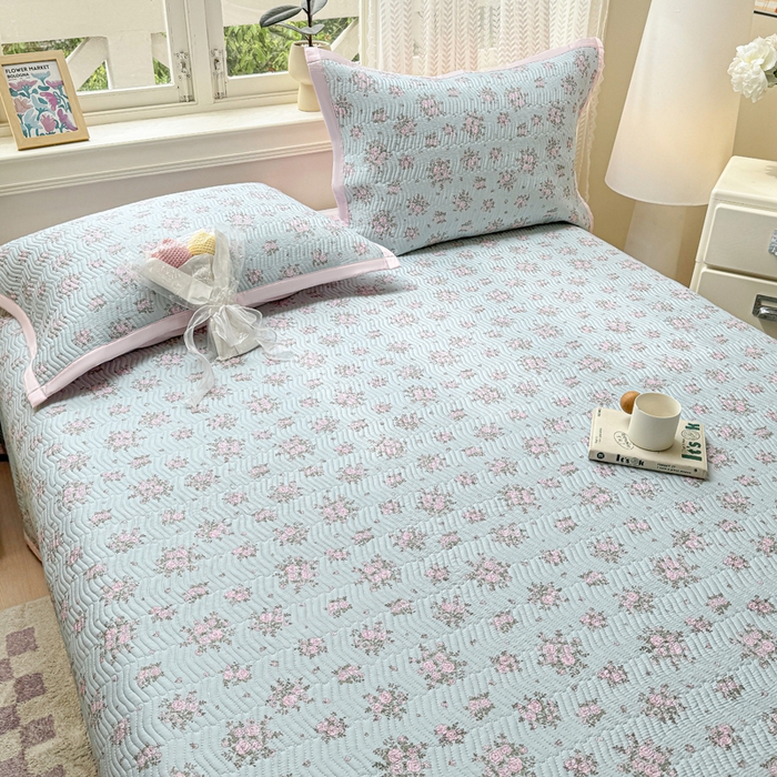 91家纺网 家纺一手货源 找家纺 （总）满座家居 2026 新款莫代尔天丝床盖三件套小清新床盖（含手提包装）