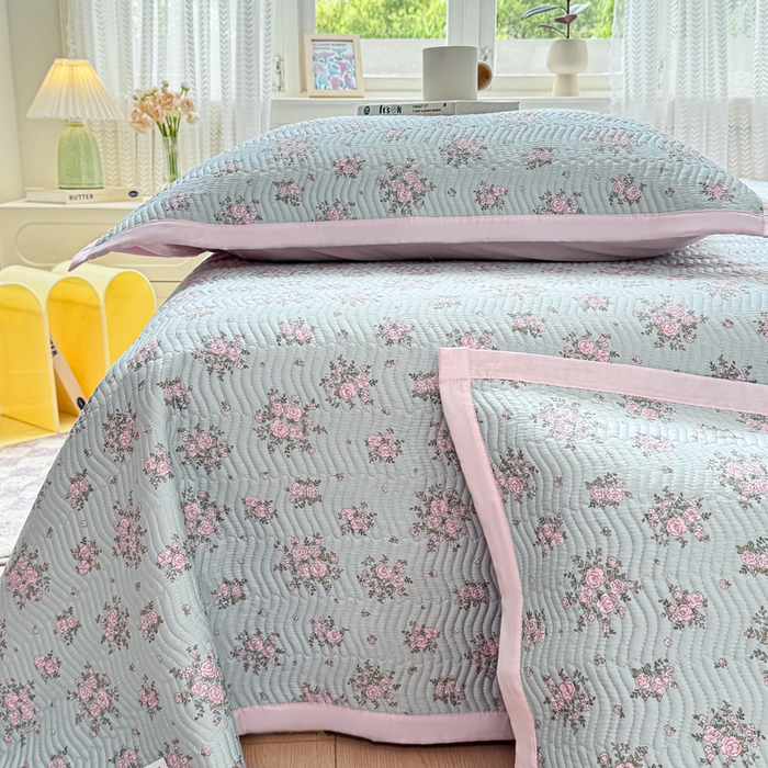 91家纺网 家纺一手货源 找家纺 （总）满座家居 2026 新款莫代尔天丝床盖三件套小清新床盖（含手提包装）