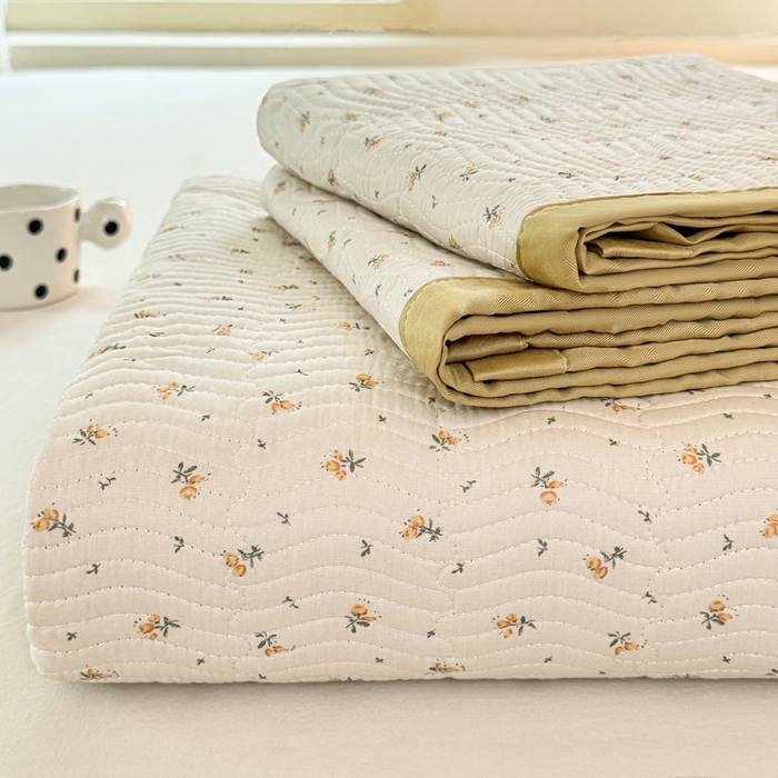 91家纺网 家纺一手货源 找家纺 满座家居 2026 新款莫代尔天丝床盖三件套小清新床盖（含手提包装） 悠然